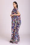Buy Alpona Designs By Soham Acharya Blue Natural Crepe Floral Boat Print Neck Gown Online at Aza Fashions Buy_Alpona Designs By Soham Acharya_Blue Natural Crepe Floral Boat Print Neck Gown _Online_at_Aza_Fashions
