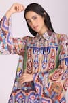 Alpona Designs By Soham Acharya Multi Color Cotton Silk Palace Shirt Collar Print Dress Online at Aza Fashions Alpona Designs By Soham Acharya_Multi Color Cotton Silk Palace Shirt Collar Print Dress _Online_at_Aza_Fashions