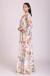 Buy_ALPONA DESIGNS BY SOHAM ACHARYA_White Cotton Silk Printed Floral Boat Neck Gown _Online_at_Aza_Fashions