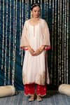 Maison Shefali_Ivory Kurta And Dupatta Kota Silk Embroidered Marodi U Kanak Farshi Pant Set _Online_at_Aza_Fashions