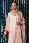 Maison Shefali_Ivory Kurta And Dupatta Kota Silk Embroidered Marodi U Kanak Farshi Pant Set _at_Aza_Fashions