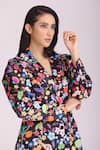 ALPONA DESIGNS BY SOHAM ACHARYA_Black Viscose Satin Printed Floral Notched Jacket And Pant Set _Online_at_Aza_Fashions