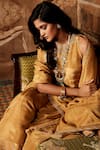 MATSYA_Yellow Georgette Tissue Embroidery Patra Paaro Short Kurta Sharara Set  _Online_at_Aza_Fashions