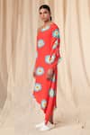 Buy_Masaba_Red Natural Crepe Printed Crazy Daizy One Shoulder Kaftan Dress _Online_at_Aza_Fashions