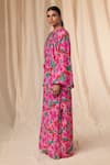 Buy_Masaba_Green Natural Crepe Printed Bloomerang Notched Smocked Kaftan Dress _Online_at_Aza_Fashions