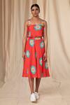 Buy_Masaba_Red Bemberg Linen Printed Crazy Daizy Daisy Crop Top And Skirt Set _Online_at_Aza_Fashions