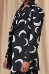 Masaba_Black Bemberg Linen Printed Mooncrest Notched Lapel Blazer _at_Aza_Fashions
