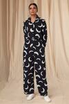 Buy_Masaba_Black Natural Crepe Printed Mooncrest Collar Shirt And Trouser Set _Online_at_Aza_Fashions