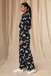 Shop_Masaba_Black Natural Crepe Printed Mooncrest Collar Shirt And Trouser Set _Online_at_Aza_Fashions