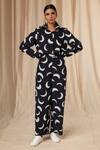 Masaba_Black Natural Crepe Printed Mooncrest Collar Shirt And Trouser Set _at_Aza_Fashions