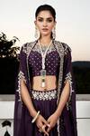 Buy_MATSYA_Purple Organza Georgette The Royal Matsya Cape And Draped Skirt Set  _Online_at_Aza_Fashions