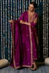 Maison Shefali_Purple Kurta Chanderi Silk Hand Embroidery Zardozi Ratti Set _Online_at_Aza_Fashions