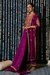 Buy_Maison Shefali_Purple Kurta Chanderi Silk Hand Embroidery Zardozi Ratti Set _Online_at_Aza_Fashions