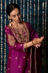 Maison Shefali_Purple Kurta Chanderi Silk Hand Embroidery Zardozi Ratti Set _at_Aza_Fashions