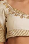 Buy_Weaver Story_Cream Chanderi Tissue Embroidery Gota Patti Scoop Neck Work Blouse _Online_at_Aza_Fashions