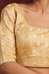 Buy_Weaver Story_Gold Satin Silk Woven Scoop Neck Blouse _Online_at_Aza_Fashions