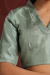 Buy_Weaver Story_Green Pure Silk V Neck Blouse _Online_at_Aza_Fashions