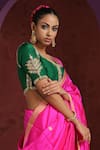 Weaver Story_Green Pure Silk Embroidery Gota Patti And Zardozi Scoop Neck Floral Blouse _Online_at_Aza_Fashions