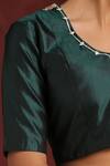 Buy_Weaver Story_Green Mashru Silk Hand Embroidered Zardozi U Neck Neckline Blouse _Online_at_Aza_Fashions