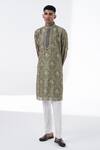 Buy_Siddhartha Bansal_Green Chanderi Embroidery Anchor Royal Chintz Kurta Set  _Online_at_Aza_Fashions