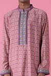 Siddhartha Bansal_Purple Chanderi Printed Geometric Kurta Set  _Online_at_Aza_Fashions