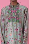 Siddhartha Bansal_Green Chanderi Printed Wild Flower Kurta Set  _Online_at_Aza_Fashions