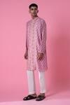 Buy_Siddhartha Bansal_Purple Chanderi Printed Wild Flower Kurta Set  _Online_at_Aza_Fashions