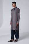 Buy_Siddhartha Bansal_Grey Cotton Dobby Printed Autumn Shower Dixy Kurta Set  _Online_at_Aza_Fashions