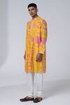 Siddhartha Bansal_Yellow Chanderi Printed Hamsa Signature Kurta Set _Online_at_Aza_Fashions