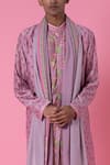 Siddhartha Bansal_Purple Stripe Print Stole _Online_at_Aza_Fashions