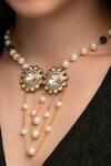 joules by radhika_White Agate Stones Kundan Polki Embellished Necklace _Online_at_Aza_Fashions