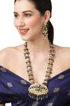 Buy_Mae Jewellery By Neelu Kedia_Grey Semi Precious Beads Tiger And Paisley Cut Work Motif Necklace Set_Online_at_Aza_Fashions