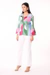 Buy_Scarlet Sage_Green Polyester Collared Maise Color Block Abstract Print Shirt_Online_at_Aza_Fashions