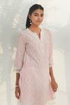 Buy_Mulmul_Pink 100% Pure Mulmul Embellished Maneri Kurta And Ruffle Pant Set _Online_at_Aza_Fashions