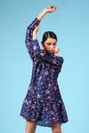 Buy_Marche_Blue Cotton Silk Floral Digital Print Shirt Dress_Online_at_Aza_Fashions