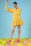 Shop_Marche_Yellow Cotton Silk Digital Print Shirt Dress_Online_at_Aza_Fashions