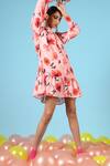 Buy_Marche_Peach Cotton Silk Floral Print Shirt Dress_Online_at_Aza_Fashions
