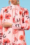Shop_Marche_Peach Cotton Silk Floral Print Shirt Dress_Online_at_Aza_Fashions