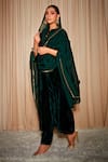 Buy_Dohr India_Green Kurta And Pant Silk Velvet Plain Round A Line Set  _Online_at_Aza_Fashions