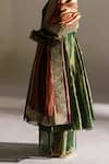 Mimamsaa_Green Tissue Silk Woven V Neck Laurel Flared Kurta Pant Set  _Online_at_Aza_Fashions