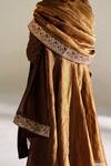 Mimamsaa_Brown Lyra Tissue Silk Flared Kurta Pant Set_Online_at_Aza_Fashions