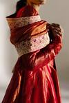 Mimamsaa_Red Laura Tissue Silk Woven Border Dupatta_Online_at_Aza_Fashions
