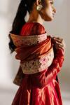 Mimamsaa_Red Louisa Tissue Silk Kurta Sharara Set_Online_at_Aza_Fashions
