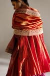 Mimamsaa_Red Laura Tissue Silk Woven Border Dupatta_at_Aza_Fashions
