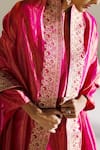 Buy_Mimamsaa_Magenta Lea Tissue Silk Woven Border Dupatta_Online_at_Aza_Fashions