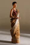 Mimamsaa_Brown Karyl Tissue Silk Woven Saree_Online_at_Aza_Fashions