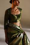 Shop_Mimamsaa_Green Perry Tissue Silk Blouse_Online_at_Aza_Fashions