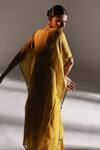 Buy_Mimamsaa_Green Tissue Silk Gisele Hand Crushed Kaftan And Pant Set_Online_at_Aza_Fashions