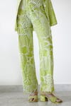 Buy_Mishru_Green Organza Embroidered Thread Blazer Notched Lesly Pant Set _Online_at_Aza_Fashions