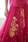 Shop_Mishru_Fuchsia Pouf Top: Organza Embroidered Danica Sheer And Lehenga Set For Women_Online_at_Aza_Fashions